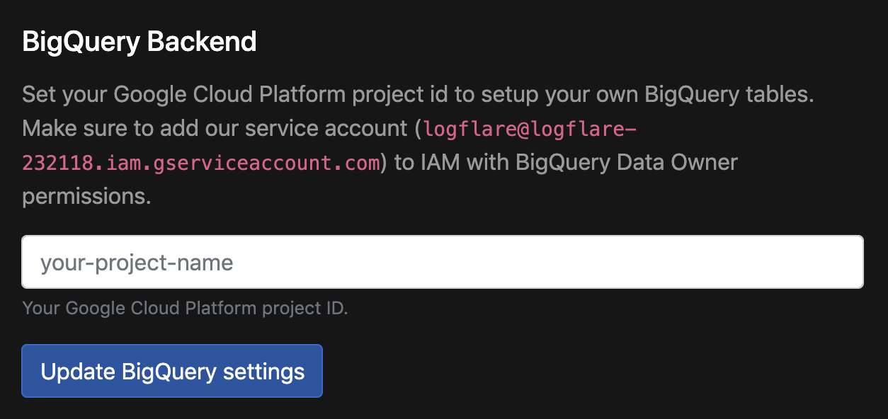 Set BigQuery Project ID